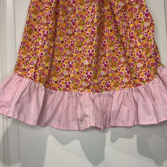 HANDMADE TODDLER PINK AND ORANGE FLORAL PILLOWCASE SUMMER DRESS - Picture 3 of 5